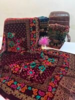 Velvet Printed Winter Shawl 2.5 Yards – Article# 07/Maroon