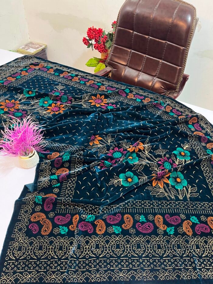 Velvet Printed Winter Shawl 2.5 Yards – Article# 07/Zinc - Image 4