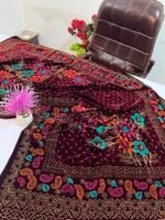 Velvet Printed Winter Shawl 2.5 Yards – Article# 07/Maroon - Image 4
