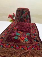 Velvet Printed Winter Shawl 2.5 Yards – Article# 07/Maroon - Image 2