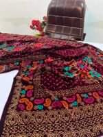 Velvet Printed Winter Shawl 2.5 Yards – Article# 07/Maroon - Image 3
