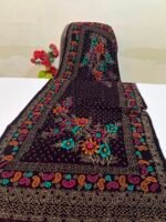Velvet Printed Winter Shawl 2.5 Yards – Article# 07/Purple - Image 2