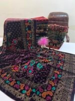 Velvet Printed Winter Shawl 2.5 Yards – Article# 07/Purple