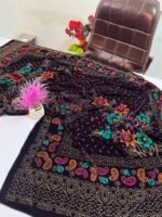 Velvet Printed Winter Shawl 2.5 Yards – Article# 07/Purple - Image 4