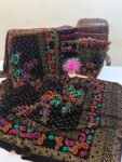Velvet Printed Winter Shawl 2.5 Yards – Article# 07/Brown