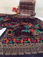 Velvet Printed Winter Shawl 2.5 Yards – Article# 07/Purple - Image 3