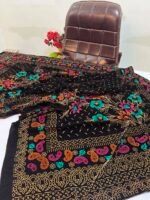 Velvet Printed Winter Shawl 2.5 Yards – Article# 07/Brown - Image 3
