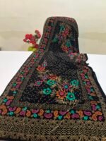 Velvet Printed Winter Shawl 2.5 Yards – Article# 07/Black - Image 2