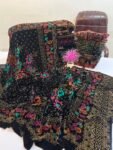 Velvet Printed Winter Shawl 2.5 Yards – Article# 07/Black