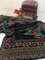 Velvet Printed Winter Shawl 2.5 Yards – Article# 07/Black - Image 3