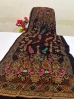 Velvet Printed Winter Shawl 2.5 Yards – Article# 06/Brown - Image 2