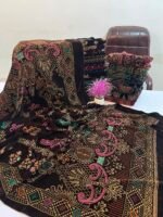 Velvet Printed Winter Shawl 2.5 Yards – Article# 06/Brown