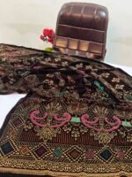 Velvet Printed Winter Shawl 2.5 Yards – Article# 06/Brown - Image 3