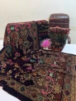 Velvet Printed Winter Shawl 2.5 Yards – Article# 06/Purple