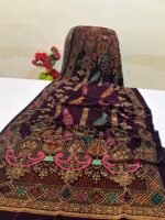 Velvet Printed Winter Shawl 2.5 Yards – Article# 06/Purple - Image 2