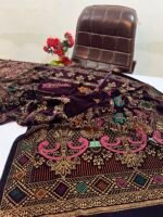 Velvet Printed Winter Shawl 2.5 Yards – Article# 06/Purple - Image 3