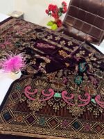 Velvet Printed Winter Shawl 2.5 Yards – Article# 06/Purple - Image 4