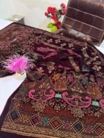 Velvet Printed Winter Shawl 2.5 Yards – Article# 06/Maroon - Image 4