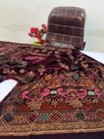 Velvet Printed Winter Shawl 2.5 Yards – Article# 06/Maroon - Image 3