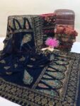 Velvet Printed Winter Shawl 2.5 Yards – Article# 05/Blue