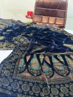Velvet Printed Winter Shawl 2.5 Yards – Article# 05/Blue - Image 3