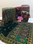 Velvet Printed Winter Shawl 2.5 Yards – Article# 04/Green