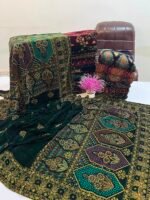 Velvet Printed Winter Shawl 2.5 Yards – Article# 04/Green