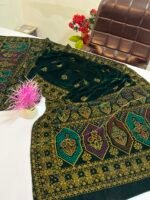 Velvet Printed Winter Shawl 2.5 Yards – Article# 04/Green - Image 4