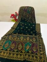 Velvet Printed Winter Shawl 2.5 Yards – Article# 04/Green - Image 2