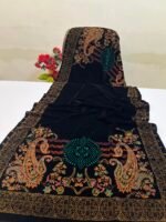 Velvet Printed Winter Shawl 2.5 Yards – Article# 03/Black