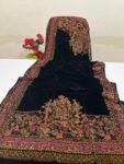 Velvet Printed Winter Shawl 2.5 Yards – Article# 02/Black