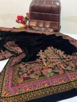 Velvet Printed Winter Shawl 2.5 Yards – Article# 02/Black - Image 3