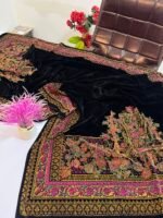 Velvet Printed Winter Shawl 2.5 Yards – Article# 02/Black - Image 2