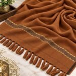 J. Men’s Winter Wool Shawl With Beautiful Kinari Emb – Rust